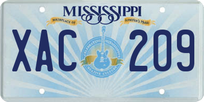 MS license plate XAC209