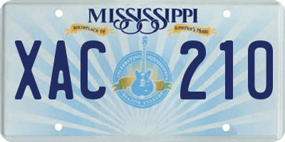 MS license plate XAC210