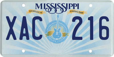 MS license plate XAC216