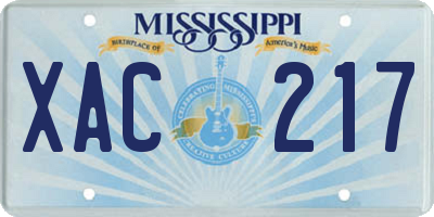 MS license plate XAC217
