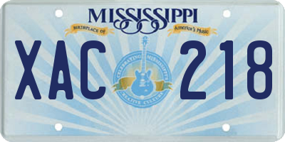 MS license plate XAC218