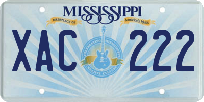 MS license plate XAC222