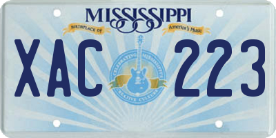 MS license plate XAC223