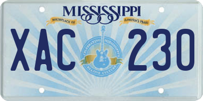 MS license plate XAC230