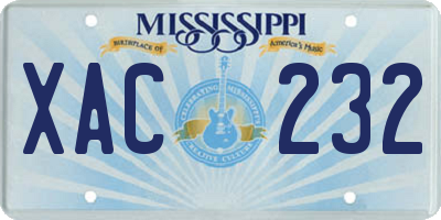 MS license plate XAC232