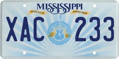 MS license plate XAC233