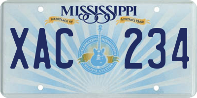 MS license plate XAC234