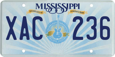 MS license plate XAC236