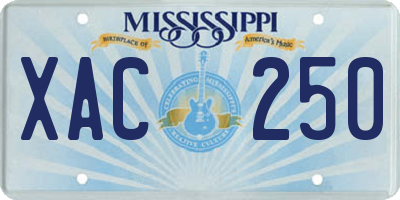 MS license plate XAC250