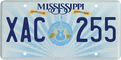 MS license plate XAC255
