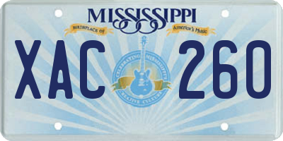 MS license plate XAC260