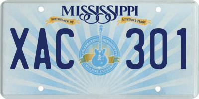 MS license plate XAC301