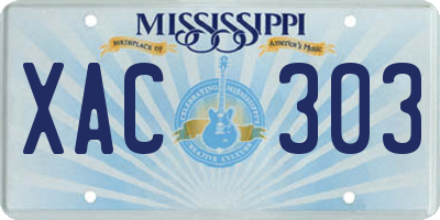 MS license plate XAC303