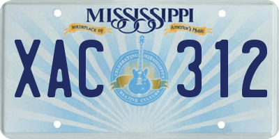 MS license plate XAC312