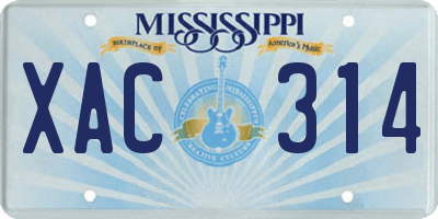 MS license plate XAC314