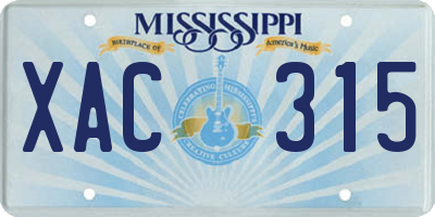 MS license plate XAC315