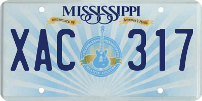 MS license plate XAC317