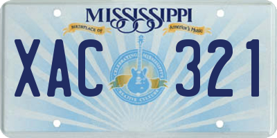 MS license plate XAC321