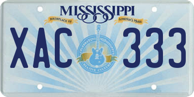MS license plate XAC333