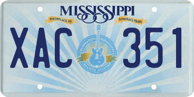 MS license plate XAC351