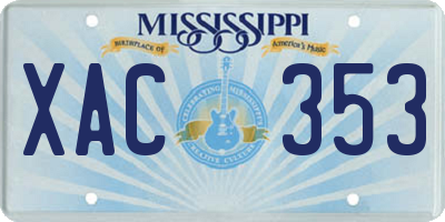 MS license plate XAC353