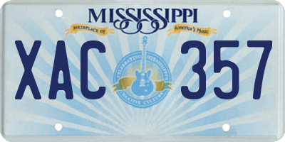 MS license plate XAC357