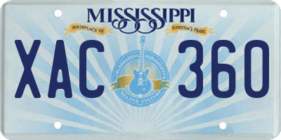 MS license plate XAC360
