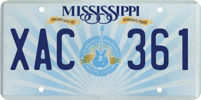 MS license plate XAC361