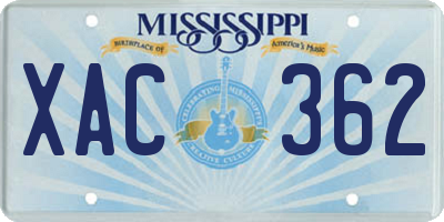 MS license plate XAC362