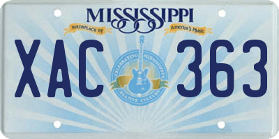 MS license plate XAC363