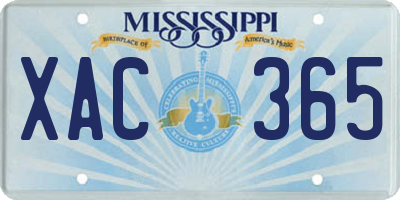 MS license plate XAC365