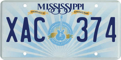 MS license plate XAC374