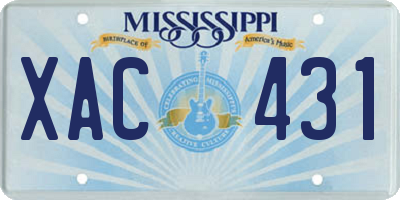 MS license plate XAC431