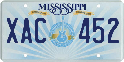 MS license plate XAC452