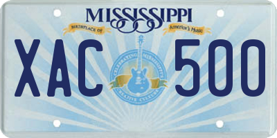 MS license plate XAC500