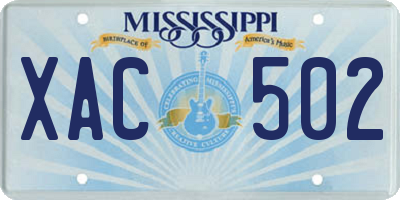 MS license plate XAC502
