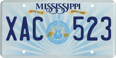 MS license plate XAC523