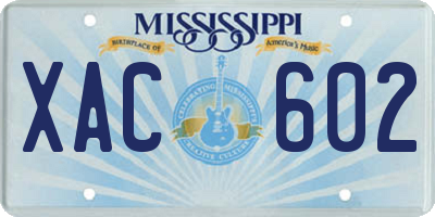 MS license plate XAC602