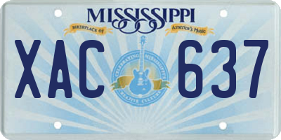 MS license plate XAC637