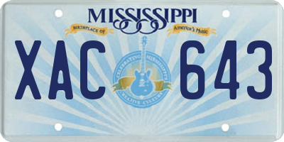 MS license plate XAC643