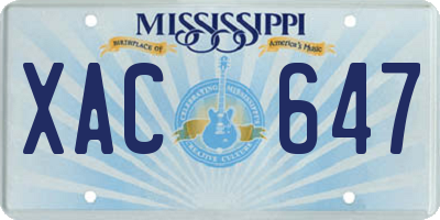 MS license plate XAC647
