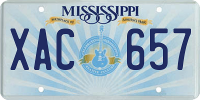 MS license plate XAC657