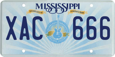 MS license plate XAC666