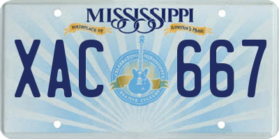 MS license plate XAC667