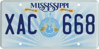 MS license plate XAC668