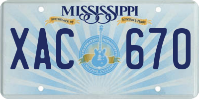 MS license plate XAC670