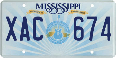 MS license plate XAC674