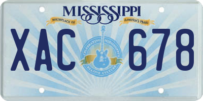 MS license plate XAC678