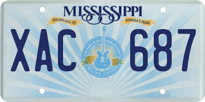 MS license plate XAC687