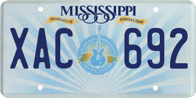 MS license plate XAC692